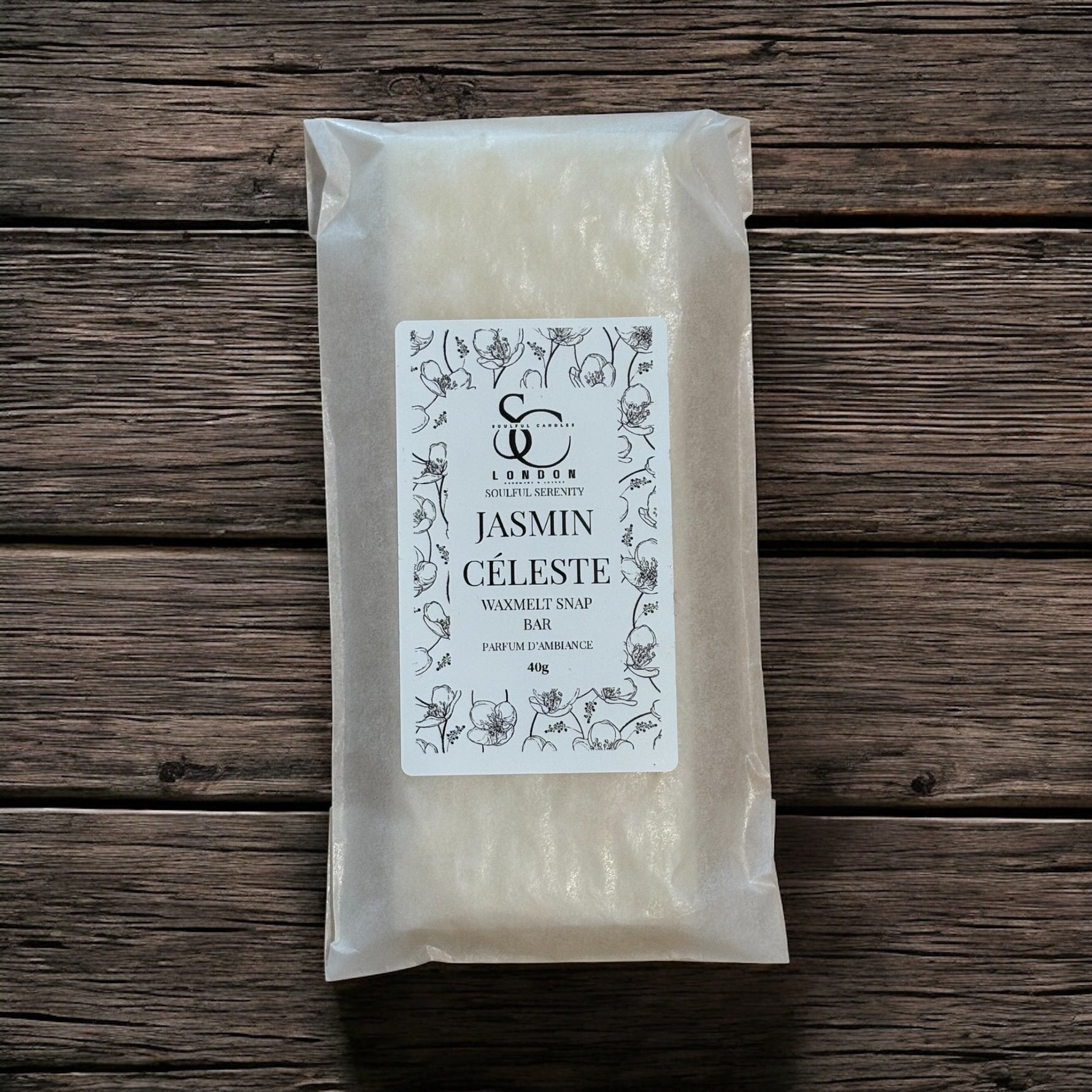 Jasmin Celeste Wax Melt Snap Bar (40g) – Soulful Serenity Range Soulful Candles Uk
