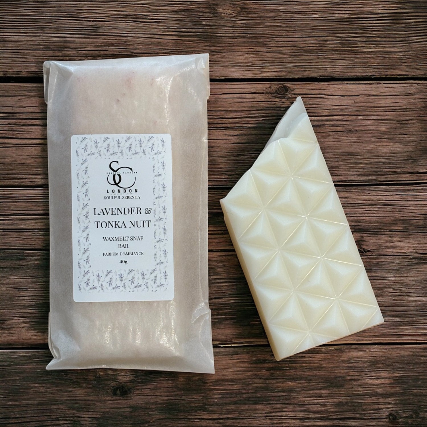 Lavender & Tonka Nuit Wax Melt Snap Bar (40g) – Soulful Serenity Range Soulful Candles Uk