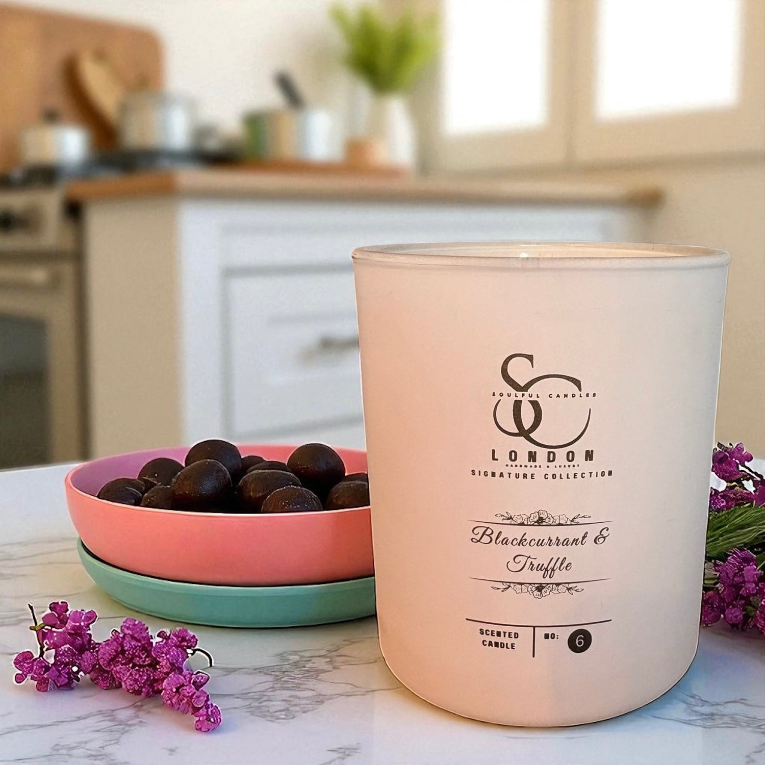 Blackcurrant & Truffle: A luxurious blend of juicy blackcurrants and creamy truffle. Soulful Candles Uk