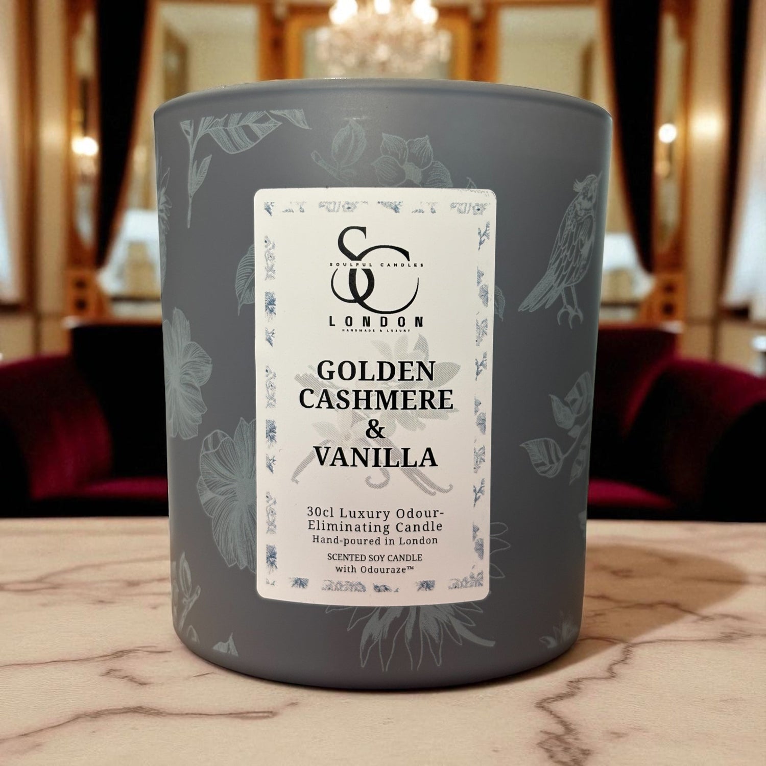 Golden Cashmere & Vanilla – 30cl Odour Neutralising Candle Soulful Candles Uk