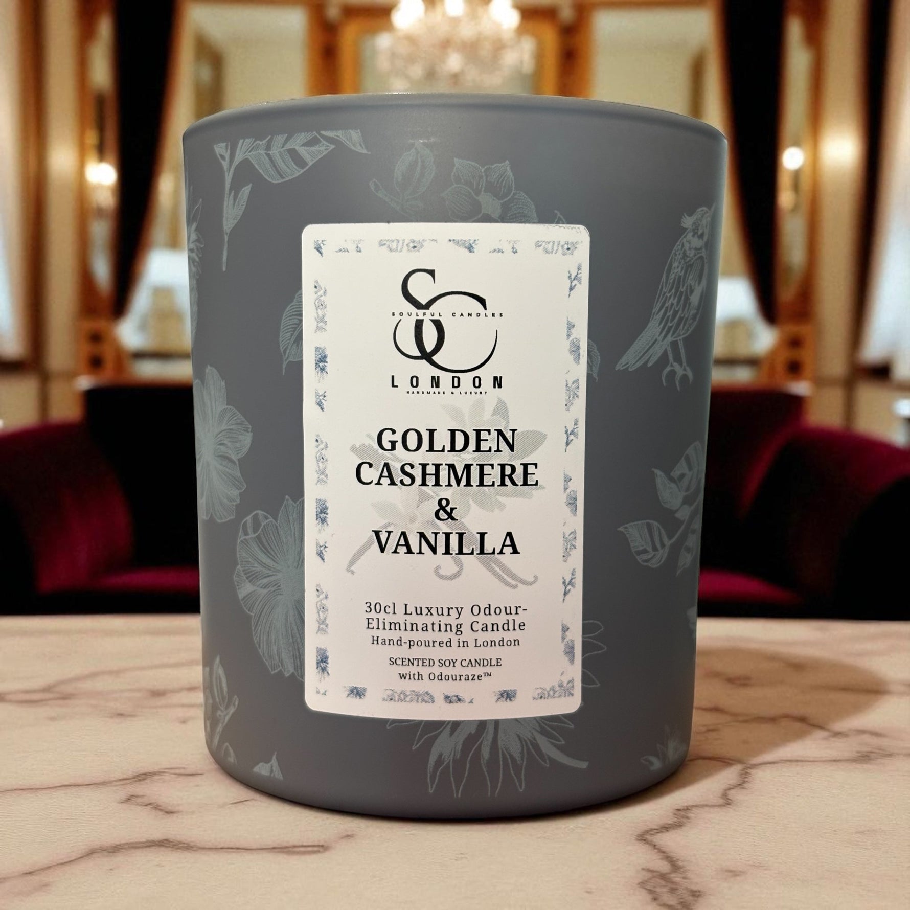Golden Cashmere & Vanilla – 30cl Odour Neutralising Candle Soulful Candles Uk