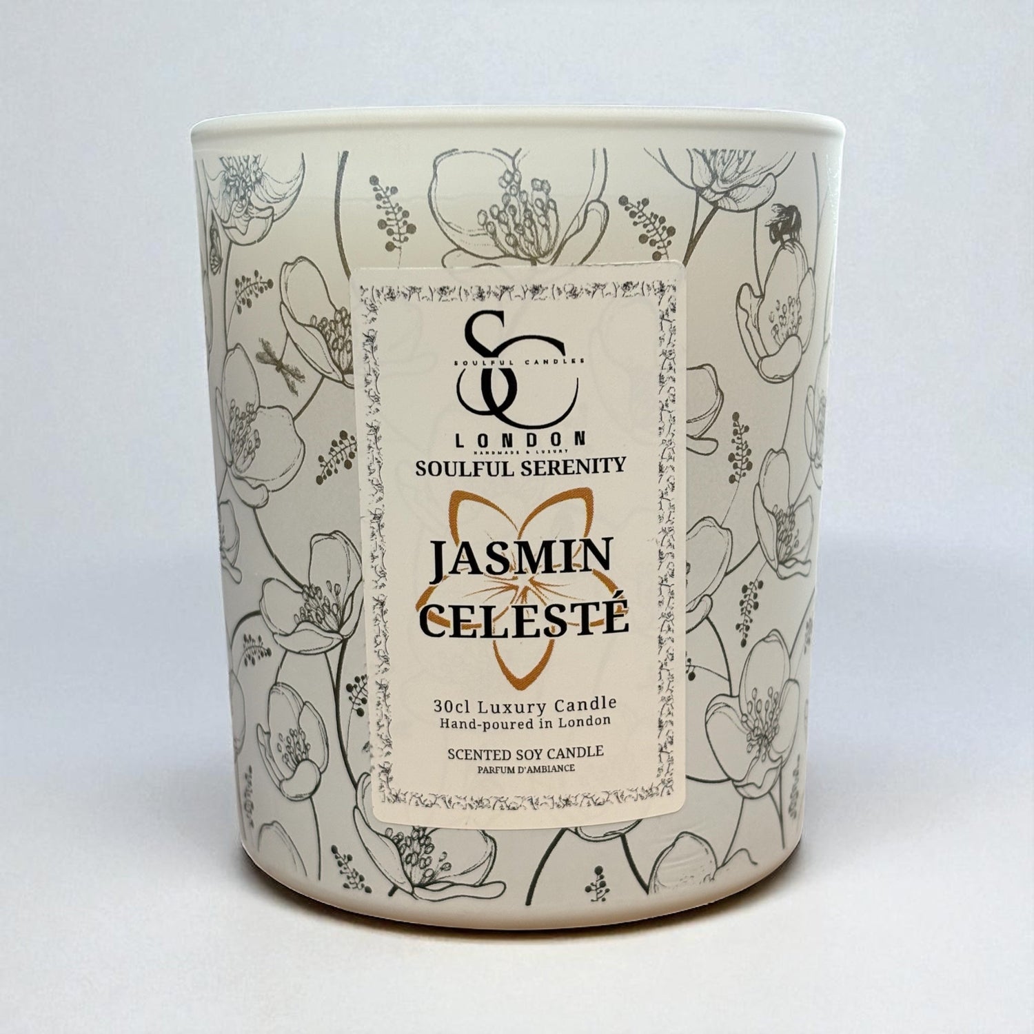 Jasmine Céleste – Soulful Serenity 30cl Soy Wax Therapy Candle Soulful Candles Uk
