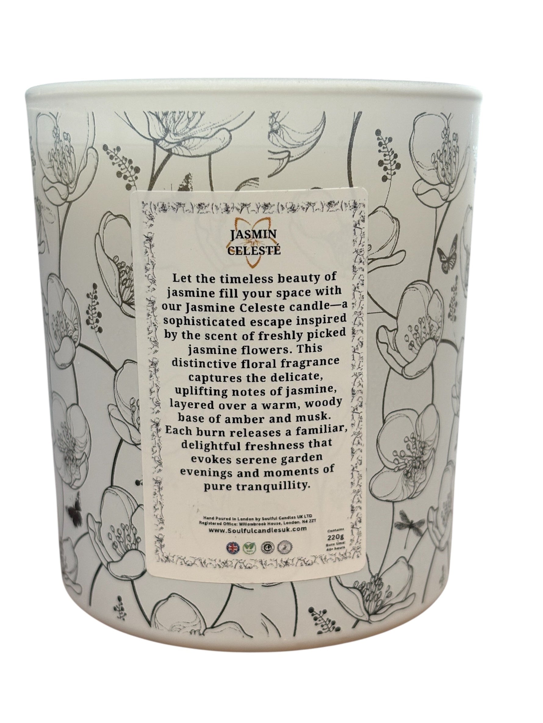 Jasmine Céleste – Soulful Serenity 30cl Soy Wax Therapy Candle Soulful Candles Uk