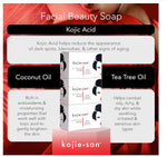 Kojie San Skin Brightening Soap - Original Kojic Acid, Dark Spot Remover Bar Soap with Coconut & Tea Tree Oil Kojie San