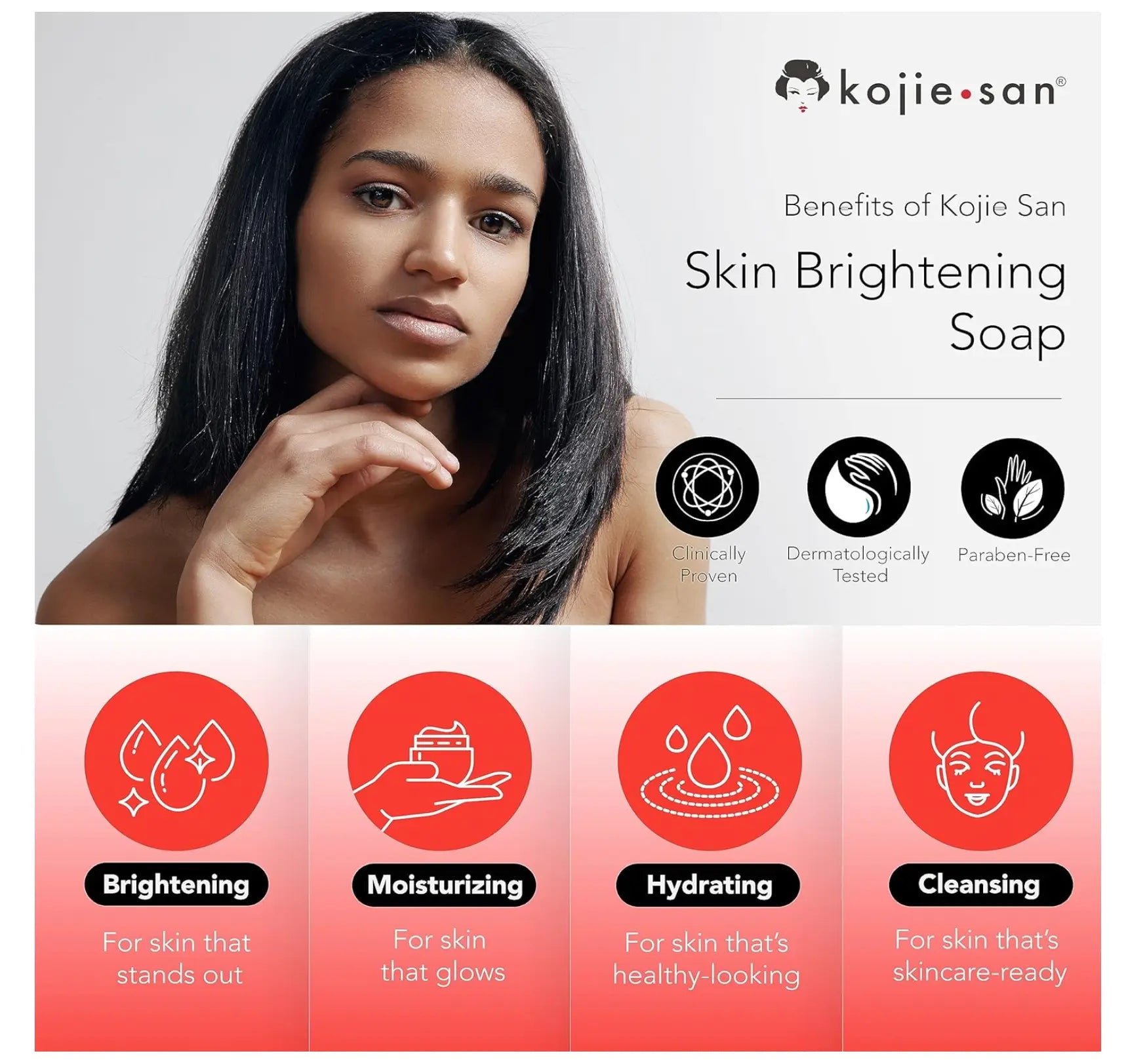Kojie San Skin Brightening Soap - Original Kojic Acid, Dark Spot Remover Bar Soap with Coconut & Tea Tree Oil Kojie San