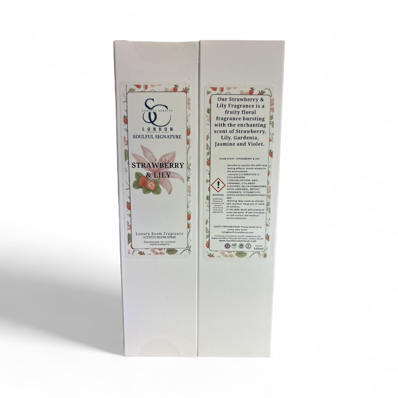 Strawberry & Lily Luxury Room Spray (Alcohol‑Free) – 100ml Soulful Candles Uk