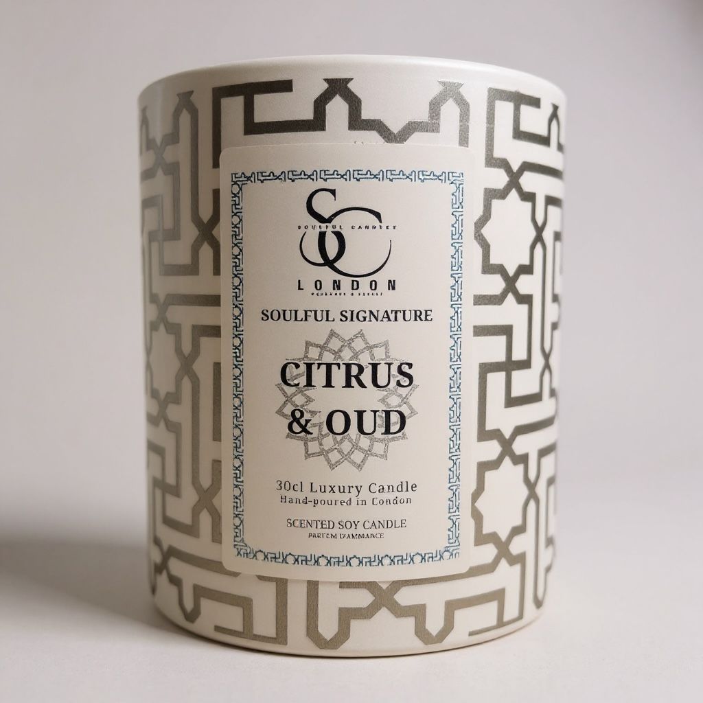 Citrus & Oud Luxury Soy Candle – 30cl Soulful Candles Uk