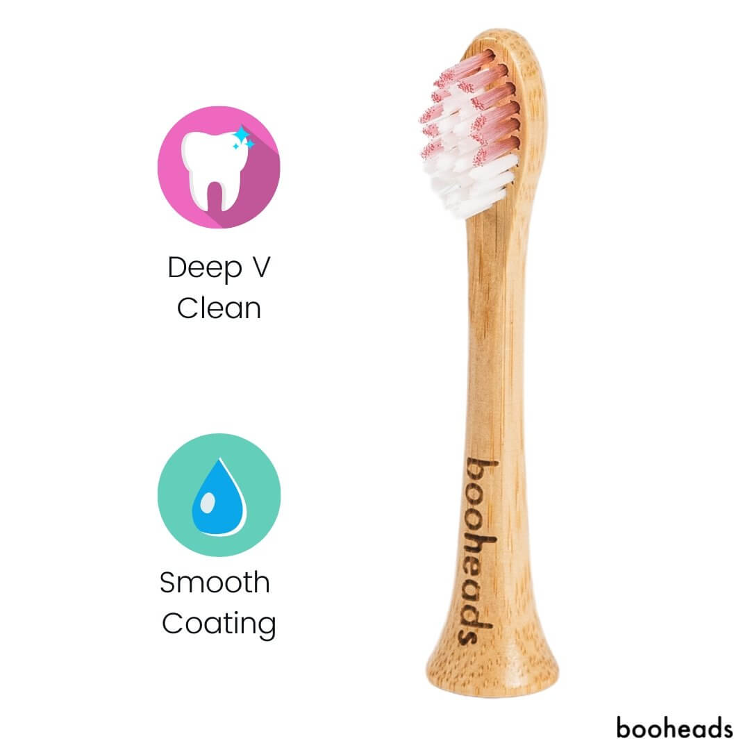Soniboo - Bamboo Electric Toothbrush Heads Compatible with Sonicare* | Deep Clean 4PK PINK EDITION booheads