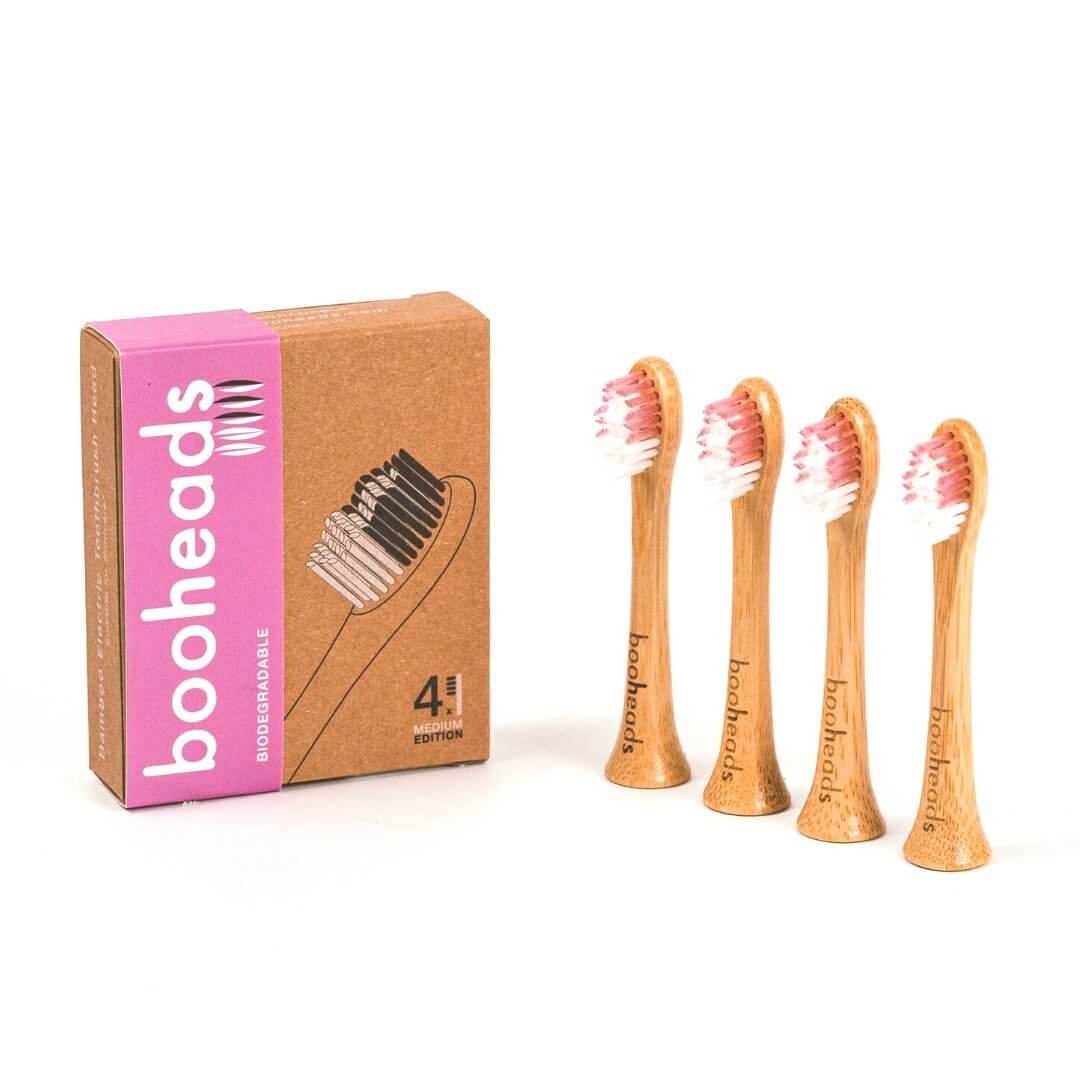 Soniboo - Bamboo Electric Toothbrush Heads Compatible with Sonicare* | Deep Clean 4PK PINK EDITION booheads