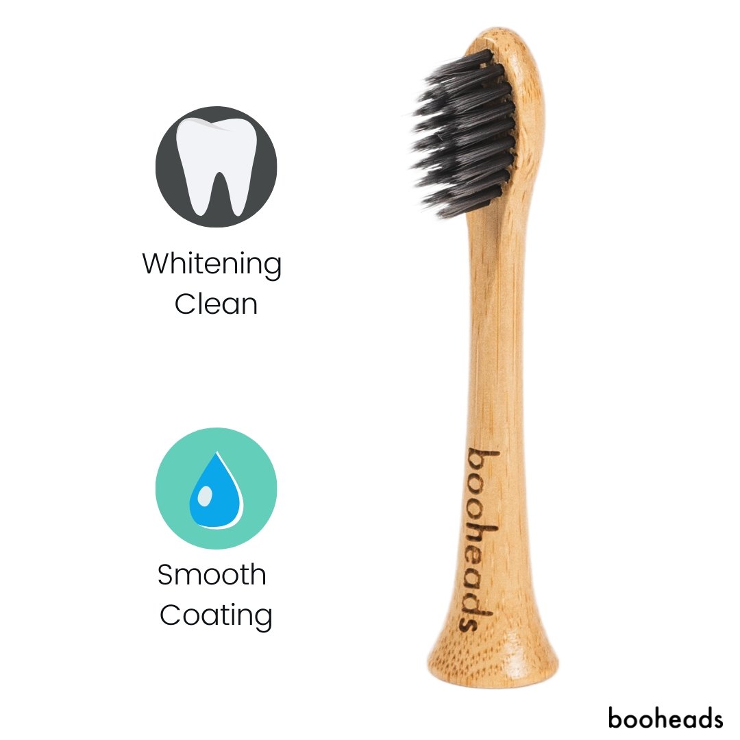Soniboo - Charcoal Bamboo Electric Toothbrush Heads Compatible with Sonicare* | Whitening Clean 4PK booheads