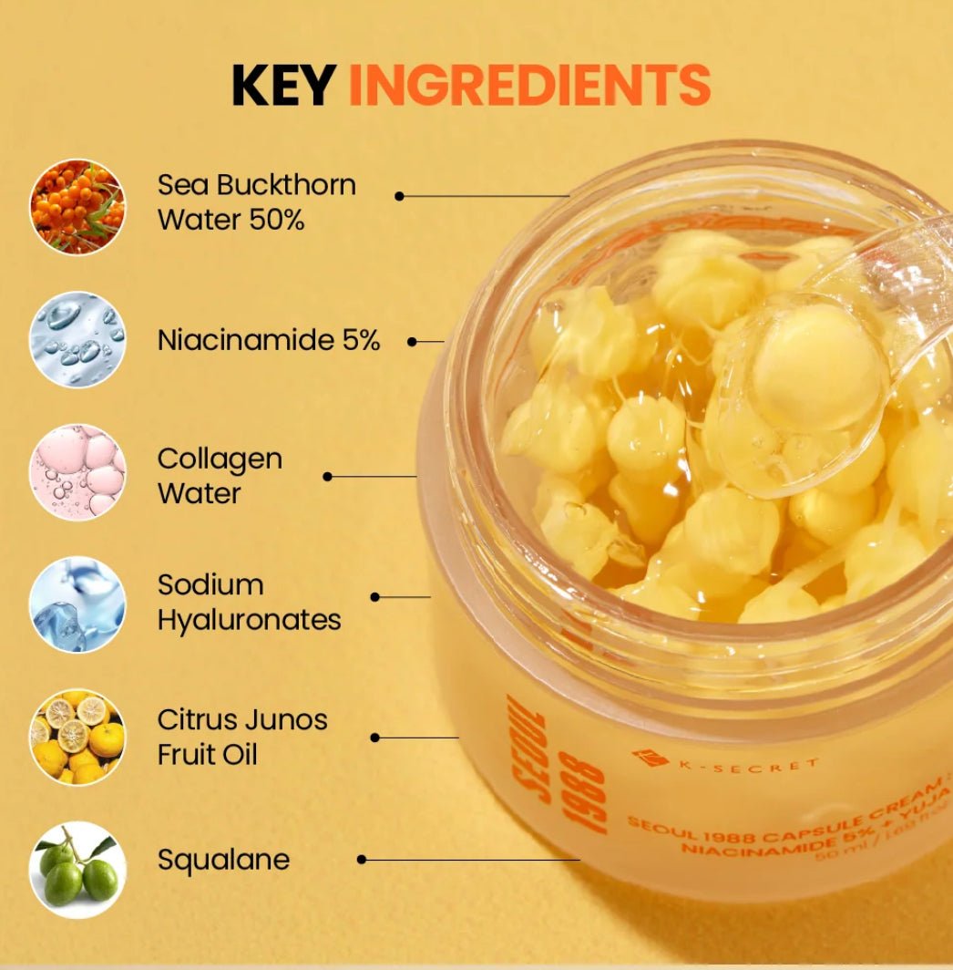 K Secret SEOUL 1988 Capsule Cream with Niacinamide 5% & Yuja Brightening Serum - Image 5