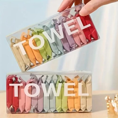 Alternative view of 7/14pcs Portable Compressed Disposable Towels, Thickened Compressed Disposable Facial Tissues, Perfect For Travel And Home Use